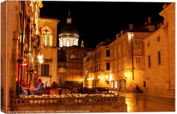 Night streets in magic historic city dubrovnik Canvas Print by Sergey Fedoskin