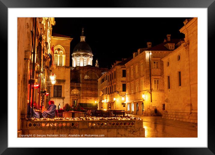 Night streets in magic historic city dubrovnik Framed Mounted Print by Sergey Fedoskin