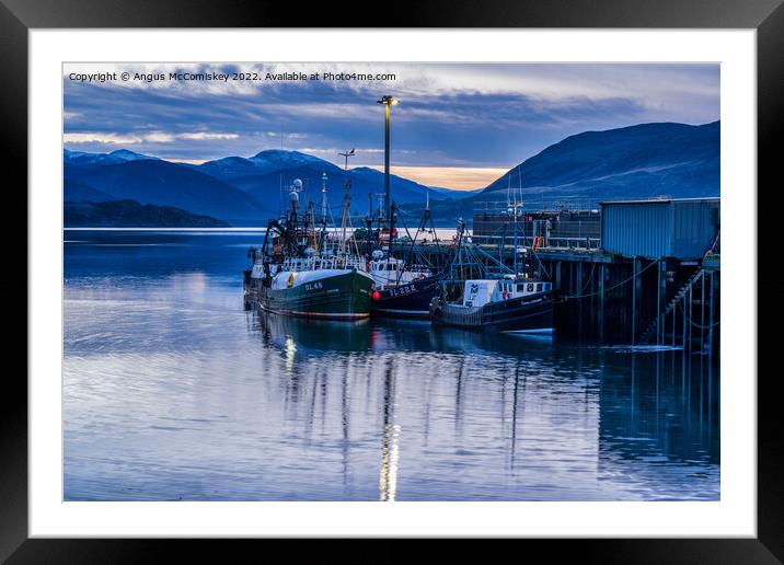 Fishing boats in Ullapool harbour at daybreak Framed Mounted Print by Angus McComiskey