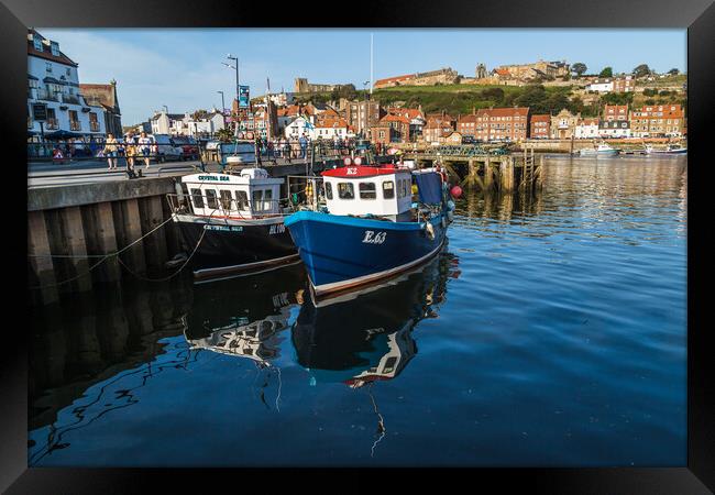 Fishing boats in Whitby harbour Framed Print by Jason Wells