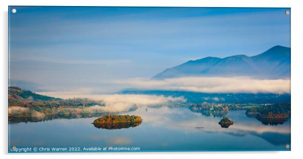 Surprise View in the mist Derwent Water Lake Distr Acrylic by Chris Warren
