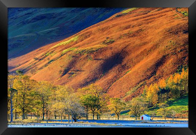 Early morning light at Buttermere in autumn  Framed Print by Chris Warren