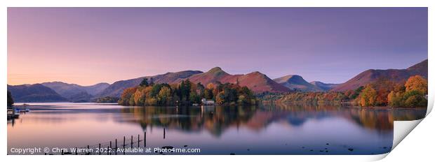 Dawn light across Derwent Water Lake District Print by Chris Warren