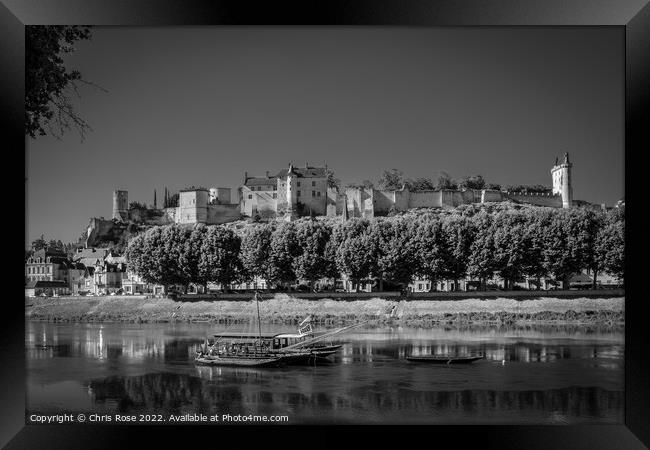 Chinon on the River Vienne Framed Print by Chris Rose