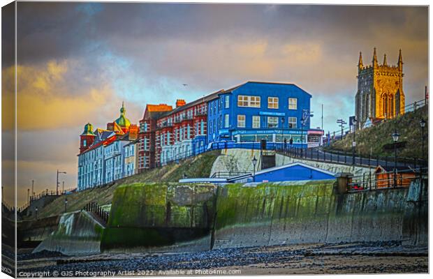Cromer Buildings Clifftop Canvas Print by GJS Photography Artist