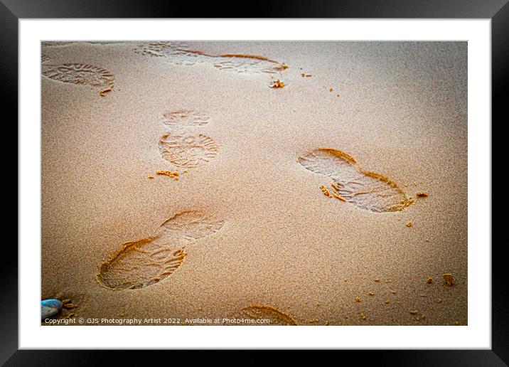 Footprints in the Sand Framed Mounted Print by GJS Photography Artist