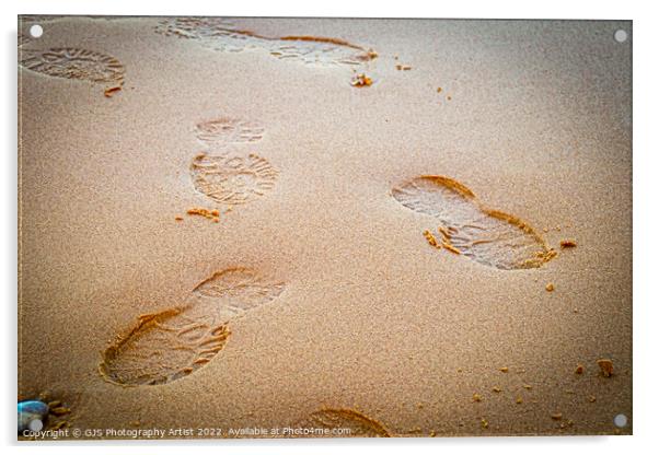 Footprints in the Sand Acrylic by GJS Photography Artist