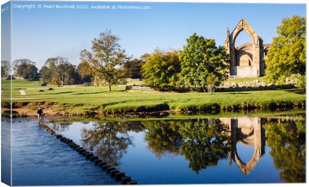 Bolton Abbey Reflected Yorkshire Dales Canvas Print by Pearl Bucknall