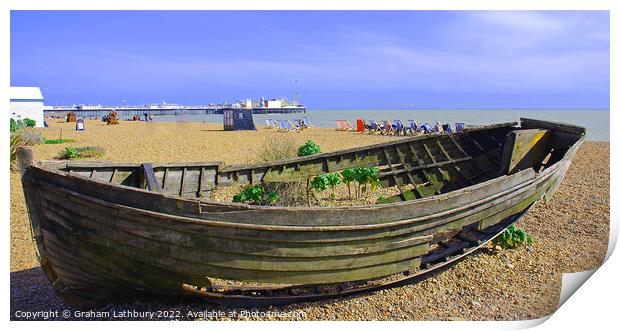 Old Fishing Boat, Brighton Beach Print by Graham Lathbury