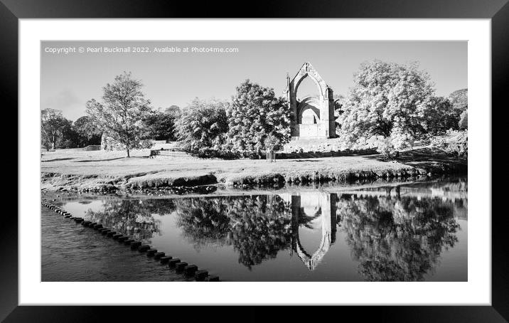 Bolton Abbey Yorkshire Dales Black and White Framed Mounted Print by Pearl Bucknall