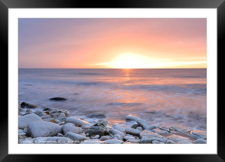 Sunrise at the Yorkshire coast Framed Mounted Print by Drew Watson
