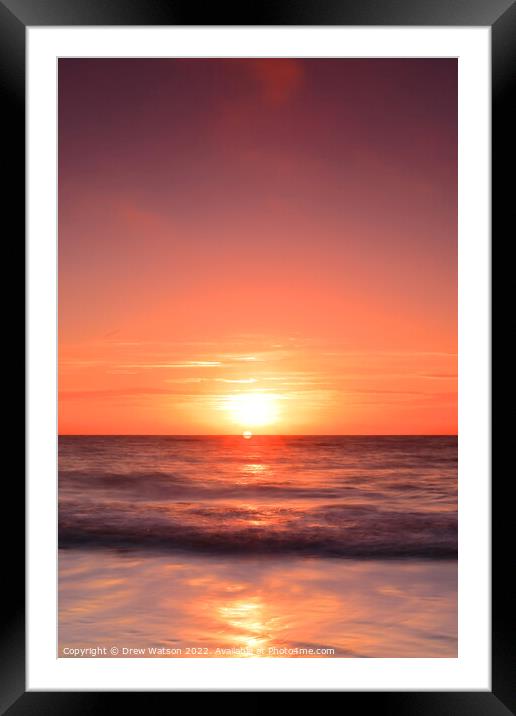 Sunrise over the sea. Framed Mounted Print by Drew Watson