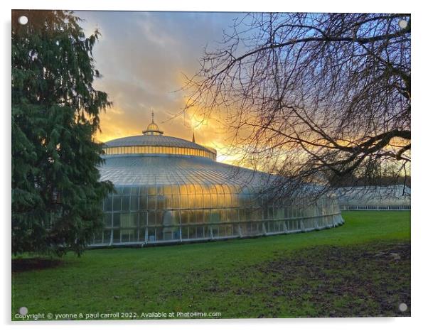 Late winter sun on the Kibble Palace, Glasgow Botanic Gardens Acrylic by yvonne & paul carroll