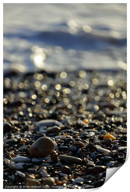 Stones on the beach Print by Drew Watson