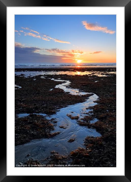 Sunrise at the beach. Framed Mounted Print by Drew Watson