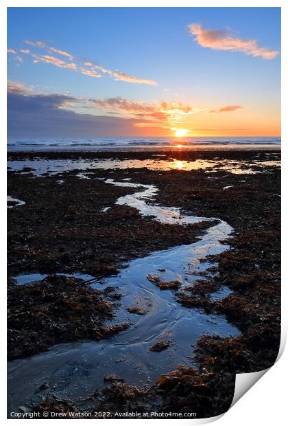 Sunrise at the beach. Print by Drew Watson
