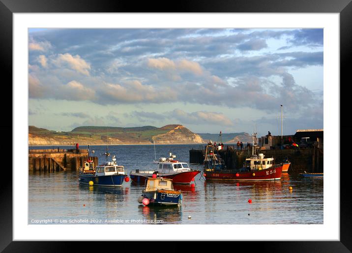 Majestic Sunrise on the Fossilrich Coast Framed Mounted Print by Les Schofield