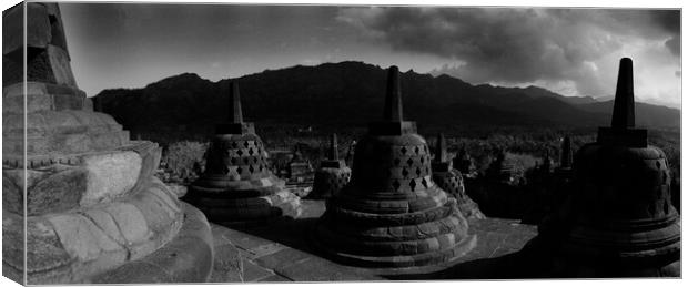 Temple of Borobudur in black and white Canvas Print by youri Mahieu