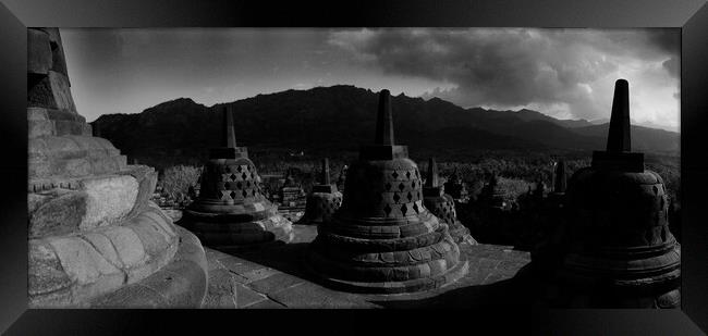 Temple of Borobudur in black and white Framed Print by youri Mahieu