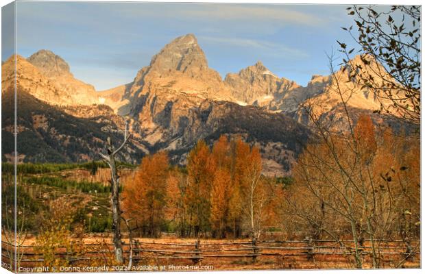 Sunrise on the Grand Tetons Canvas Print by Donna Kennedy