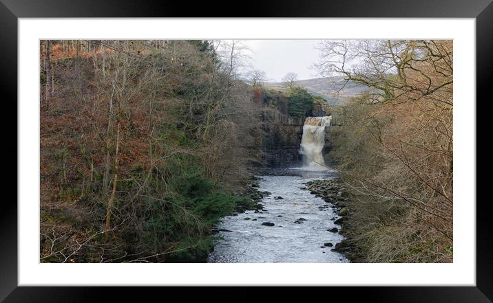High Force waterfall. Framed Mounted Print by Mark Godden