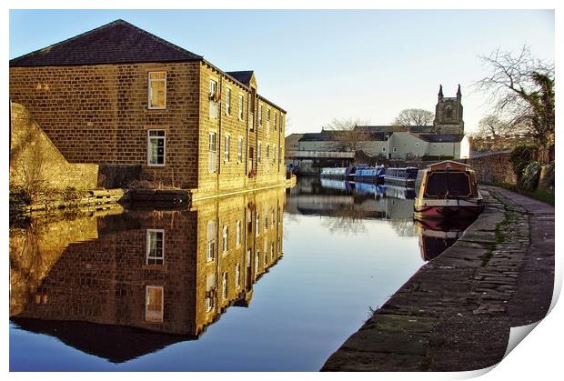 Skipton canal towpath reflections. Print by David Birchall