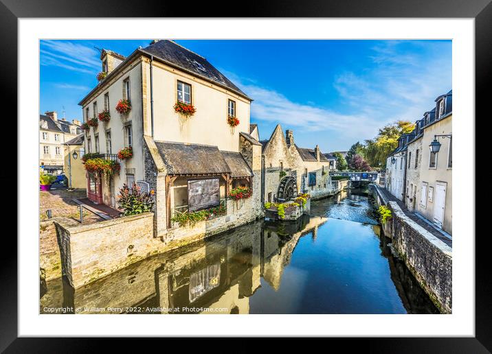 Old Buildings Mill Aure River Bayeux Center Normandy France Framed Mounted Print by William Perry
