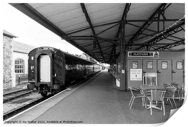 Minehead station, Somerset, UK with a  stationary train  Print by Joy Walker