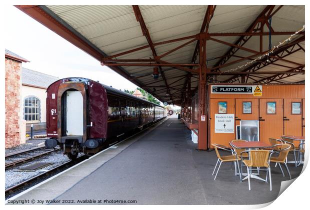 Minehead station, Somerset, UK with a stationary train  Print by Joy Walker