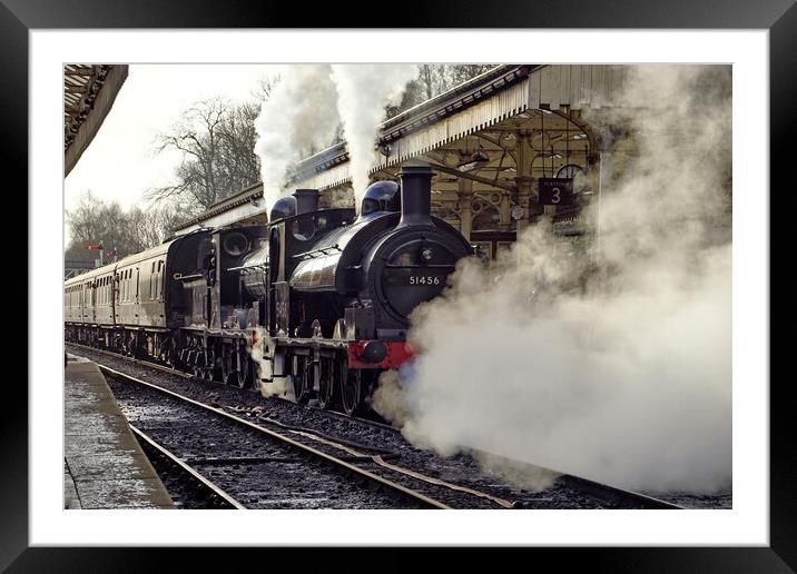 Steam locomotives 51456 and 52322 at Bury. Framed Mounted Print by David Birchall