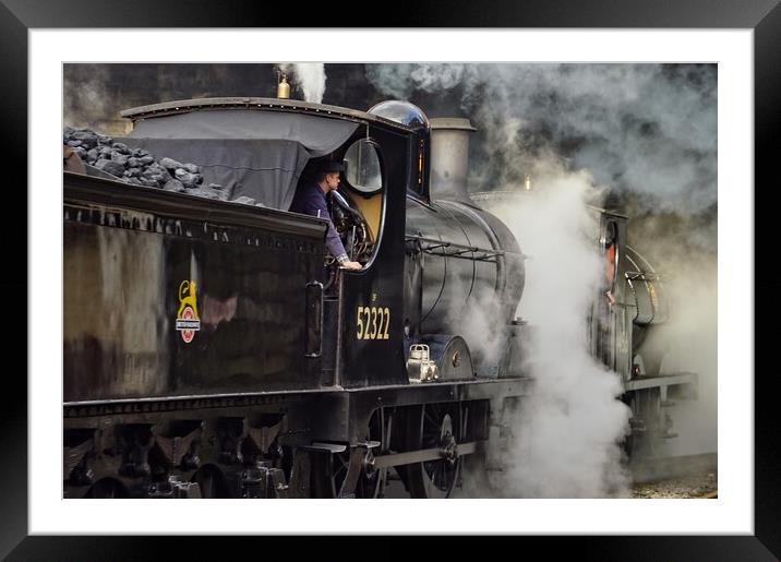 Steam locomotives 52322 and 51456 departing. Framed Mounted Print by David Birchall