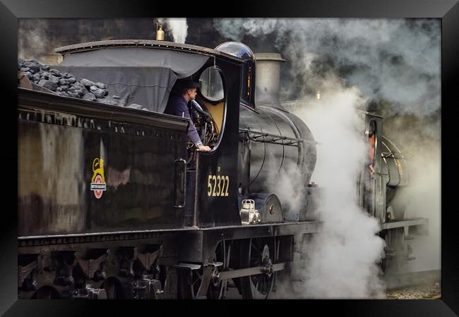 Steam locomotives 52322 and 51456 departing. Framed Print by David Birchall