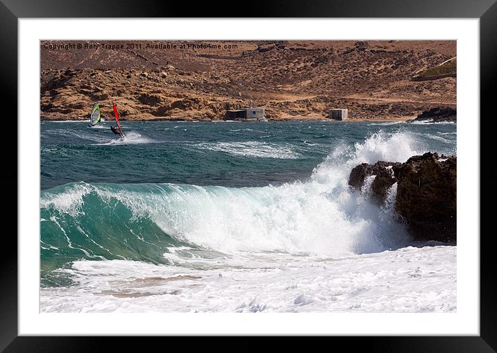 Big waves at mykonos Framed Mounted Print by Rory Trappe