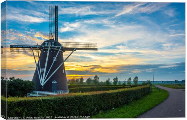 Old dutch windmill by the sunset in Etten-Leur, North Brabant, The Netherlands	 Canvas Print by Milos Ruzicka