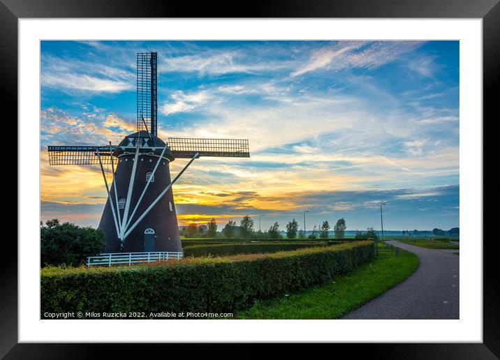 Old dutch windmill by the sunset in Etten-Leur, North Brabant, The Netherlands	 Framed Mounted Print by Milos Ruzicka