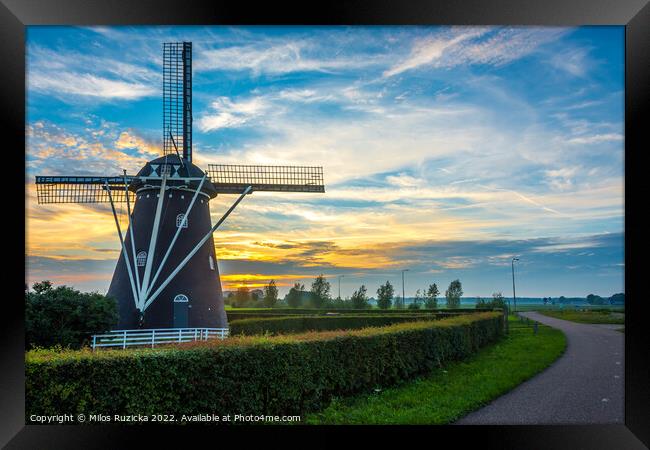 Old dutch windmill by the sunset in Etten-Leur, North Brabant, The Netherlands	 Framed Print by Milos Ruzicka