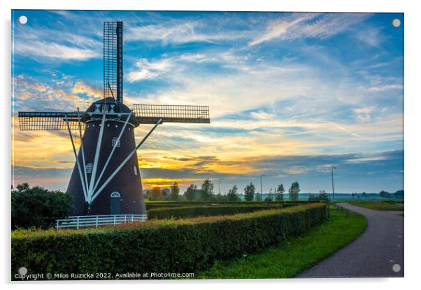 Old dutch windmill by the sunset in Etten-Leur, North Brabant, The Netherlands	 Acrylic by Milos Ruzicka