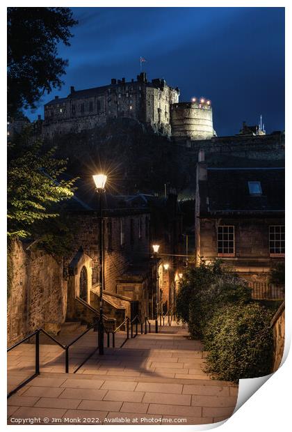 The Vennel and Edinburgh Castle Print by Jim Monk