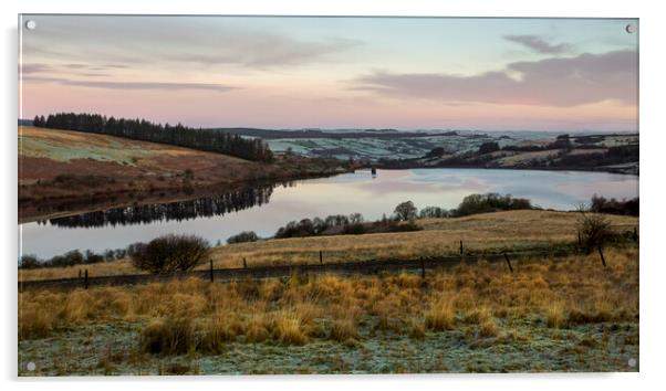 Cray Reservoir reflections Acrylic by Leighton Collins