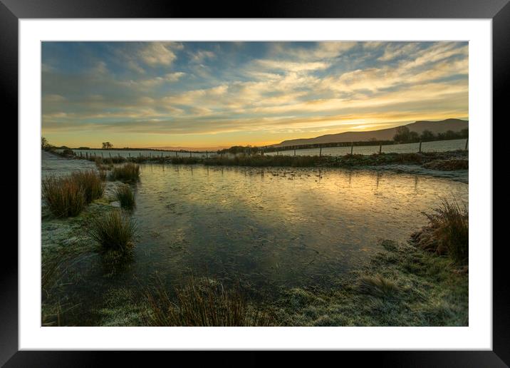 Ice and frost on the Brecon Beacons Framed Mounted Print by Leighton Collins