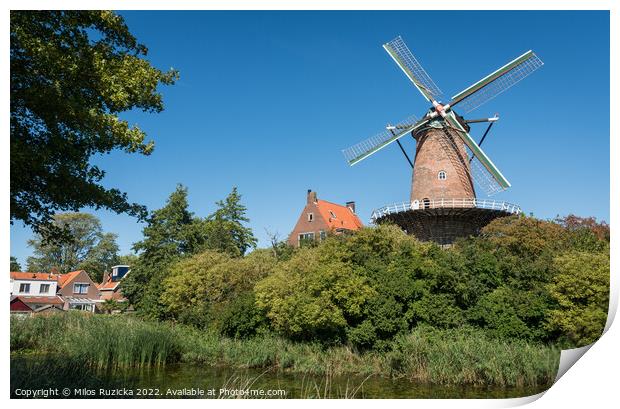 Traditional dutch windmill in the city of Goes, Province of Zeeland, The Netherlands	  Print by Milos Ruzicka