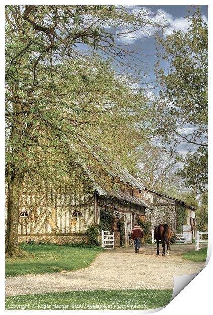Tranquil Horse Stables in Rural Normandy Print by Roger Mechan