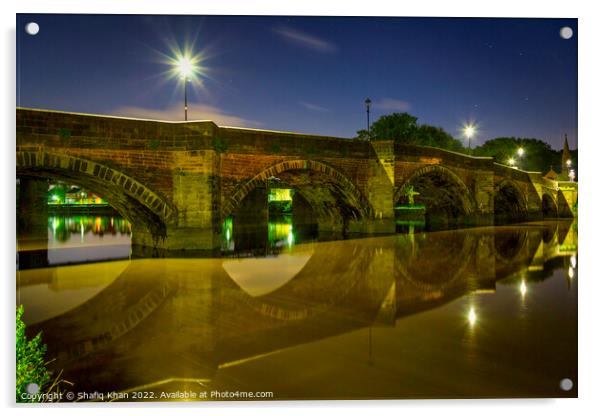 Penwortham Old Bridge, Preston, Lancashire Acrylic by Shafiq Khan