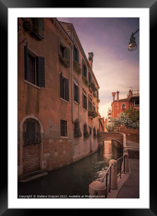 Venice cityscape, buildings, water canal and bridge. Italy Framed Mounted Print by Stefano Orazzini