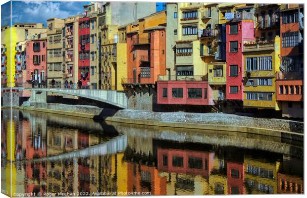 Charming Canal-Side Abode in Gerona Canvas Print by Roger Mechan