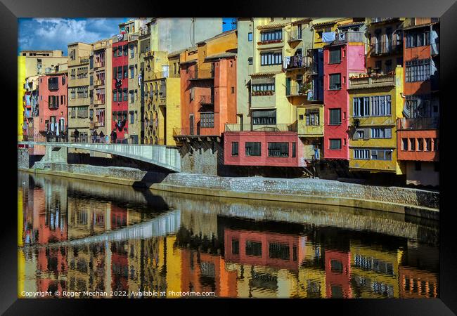 Charming Canal-Side Abode in Gerona Framed Print by Roger Mechan