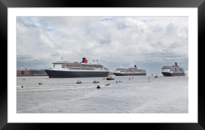 Three queens manoeuvre on the River Mersey Framed Mounted Print by Jason Wells
