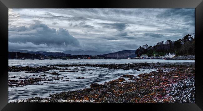 The river Chracaig flows into Loch Portree Framed Print by Richard Smith