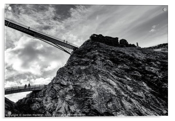 The New Bridge to Tintagel Castle, Cornwall Acrylic by Gordon Maclaren