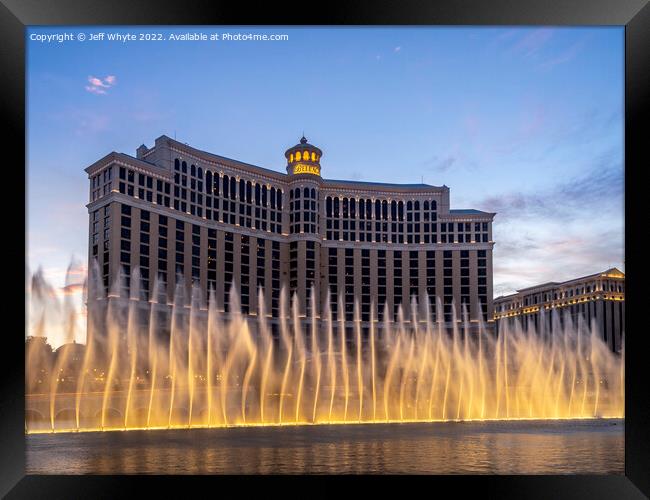 Fountains of Bellagio Resort and Casino Framed Print by Jeff Whyte